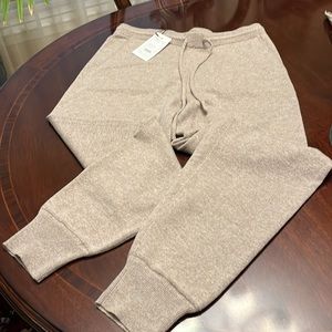 Theory Arleena Women's Jogger Pants L Taupe Soft Cashmere Taupe Heather NEW